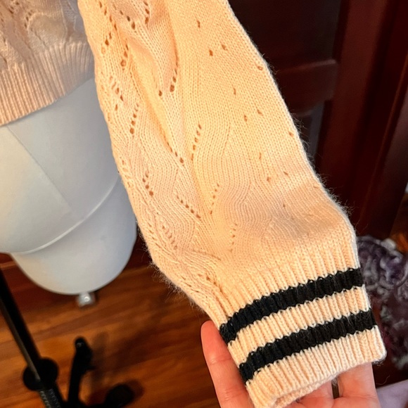 Blush Pink Pearl Embellished Sweater w Blk Detail szS - Picture 5 of 5